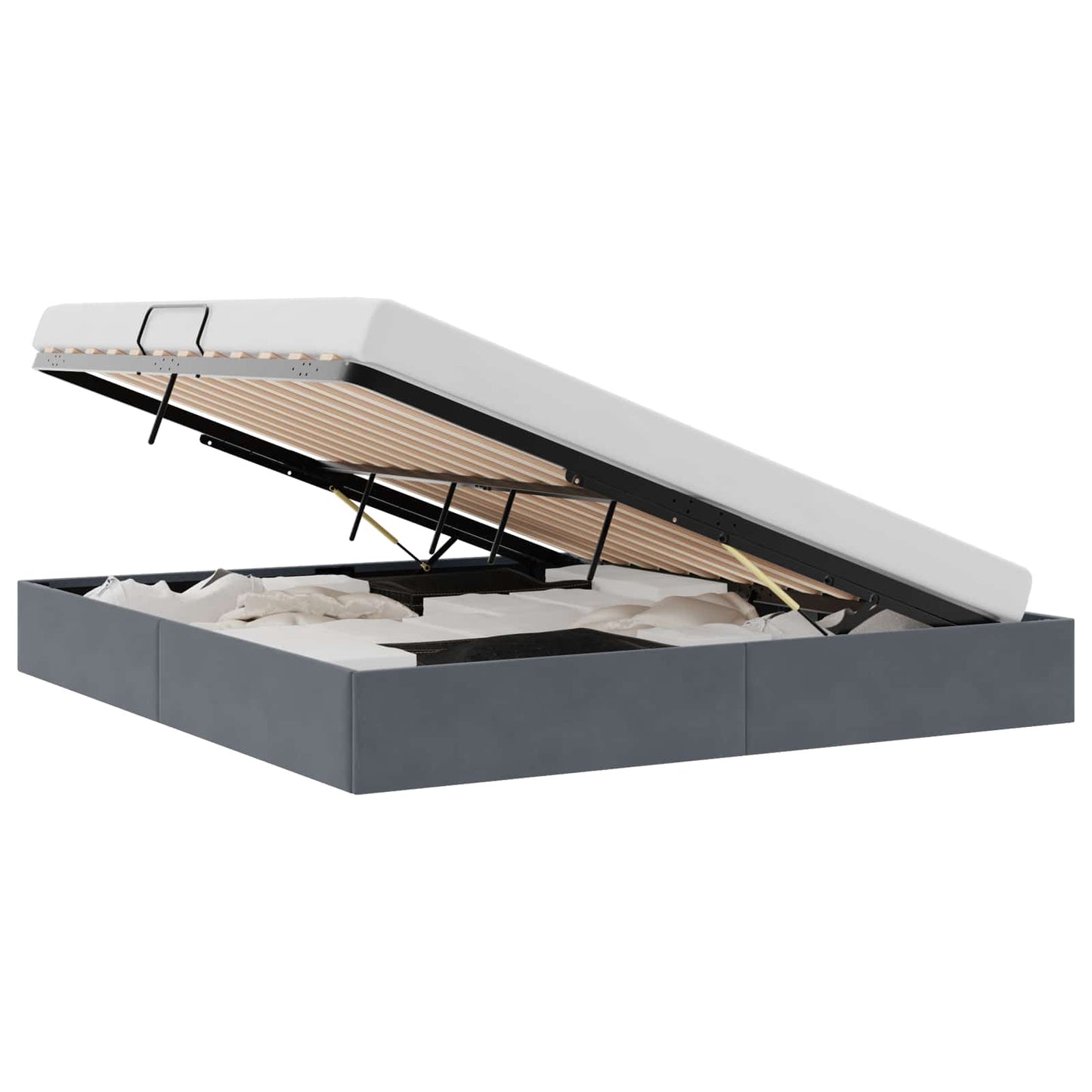 Opslag bed met opslag Donkergrijs 183 x 213 cm fluweel