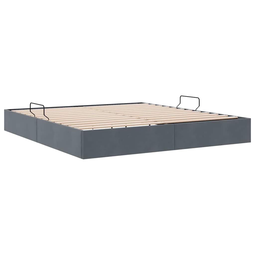 Opslag bed met opslag Donkergrijs 183 x 213 cm fluweel