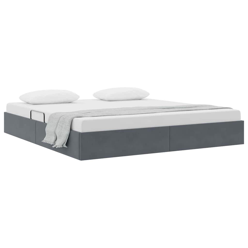 Opslag bed met opslag Donkergrijs 183 x 213 cm fluweel