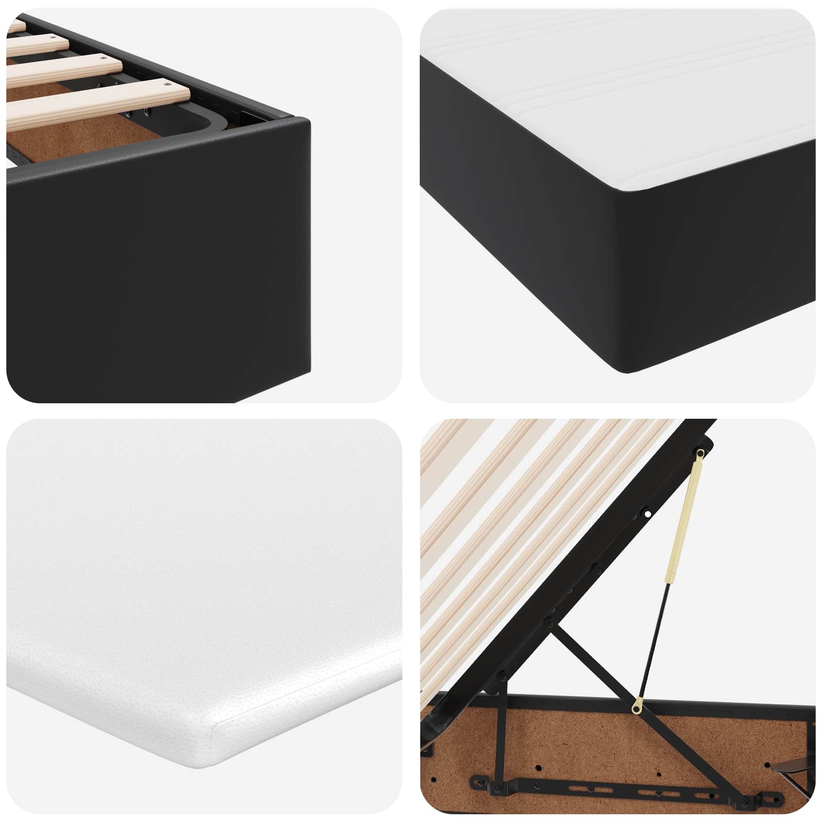Opslag bed met matras met matras Zwart 90 x 200 cm Nep Leer is nu te koop bij PeponiXL, paradijselijk wonen!
