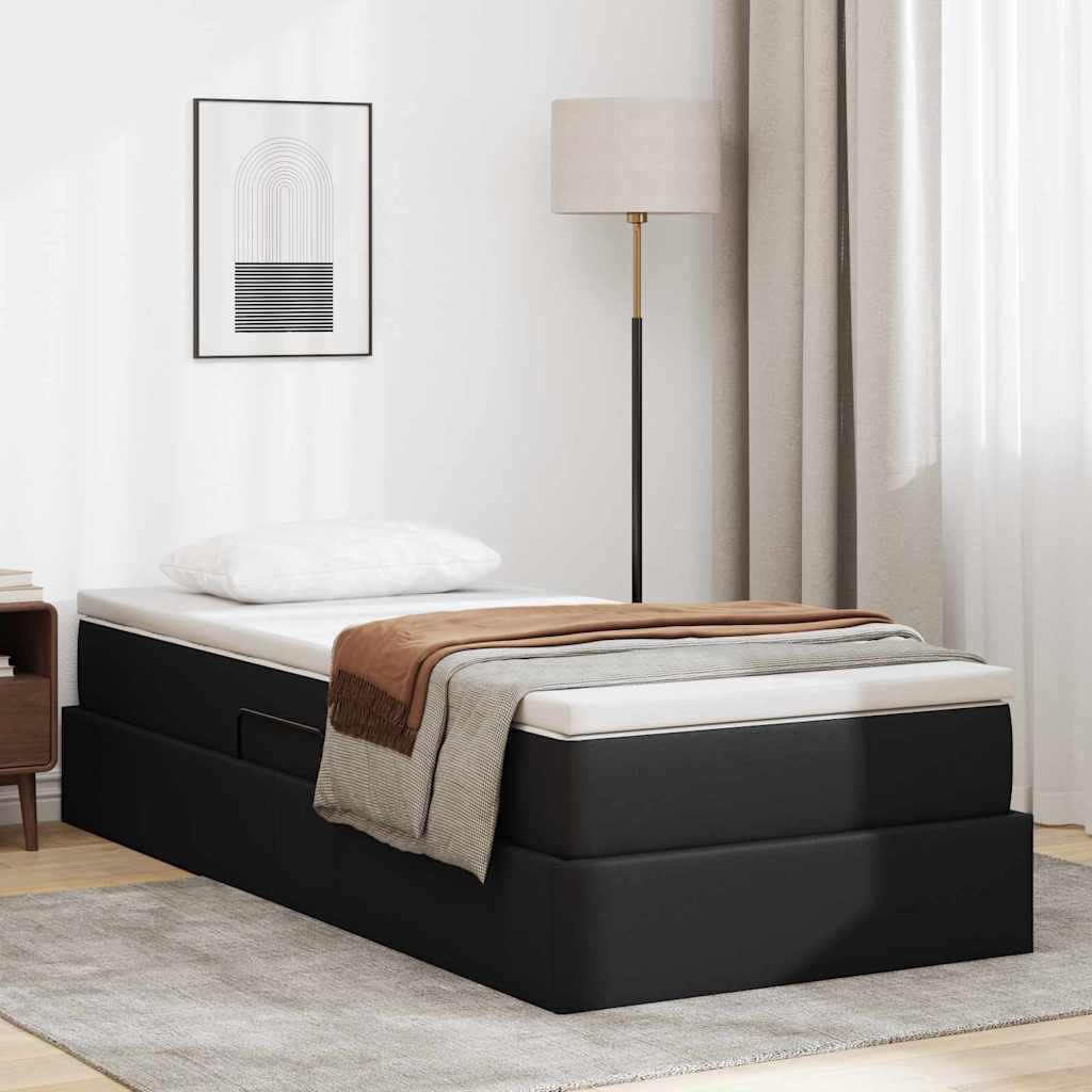 Opslag bed met matras met matras Zwart 90 x 200 cm Nep Leer is nu te koop bij PeponiXL, paradijselijk wonen!