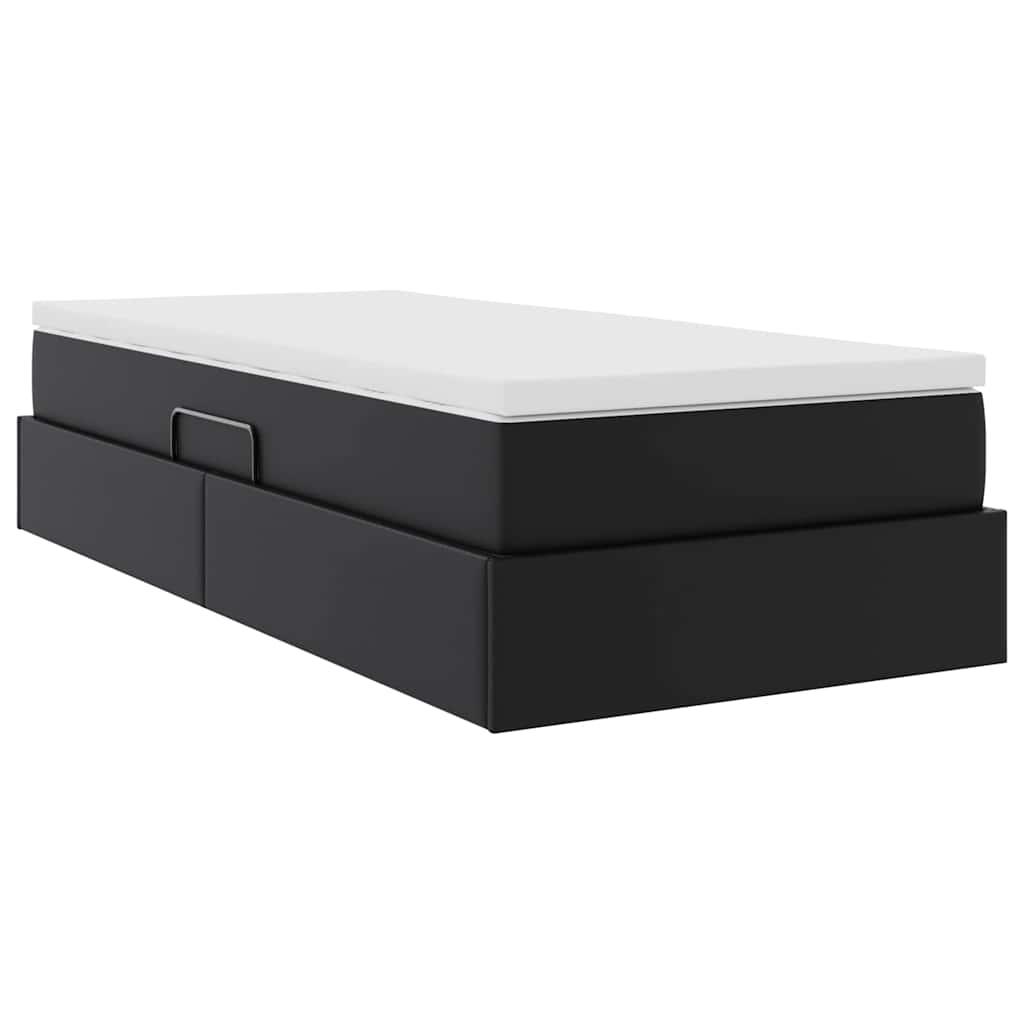 Opslag bed met matras met matras Zwart 90 x 200 cm Nep Leer is nu te koop bij PeponiXL, paradijselijk wonen!