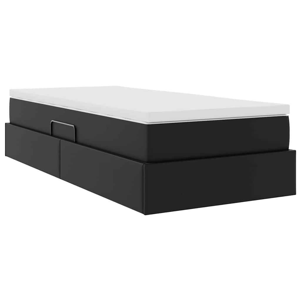 Opslag bed met matras met matras Zwart 90 x 200 cm Nep Leer is nu te koop bij PeponiXL, paradijselijk wonen!