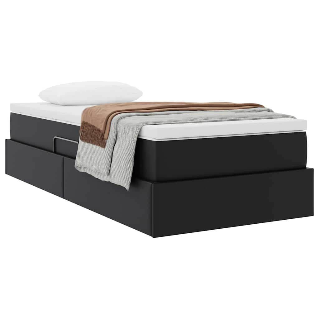 Opslag bed met matras met matras Zwart 90 x 200 cm Nep Leer is nu te koop bij PeponiXL, paradijselijk wonen!