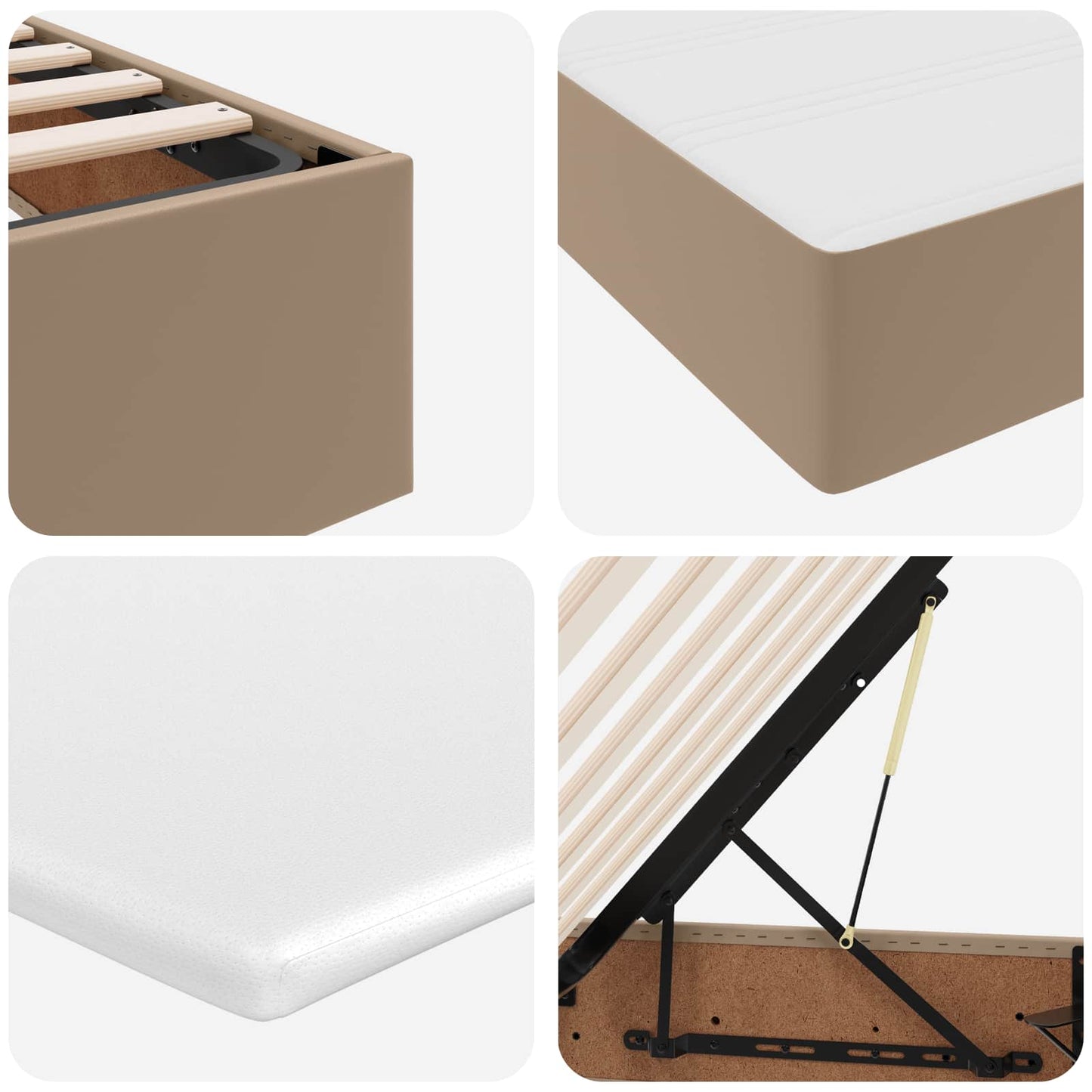 Opslag bed met matras Cappuccino 140 x 200 cm Nep Leer is nu te koop bij PeponiXL, paradijselijk wonen!