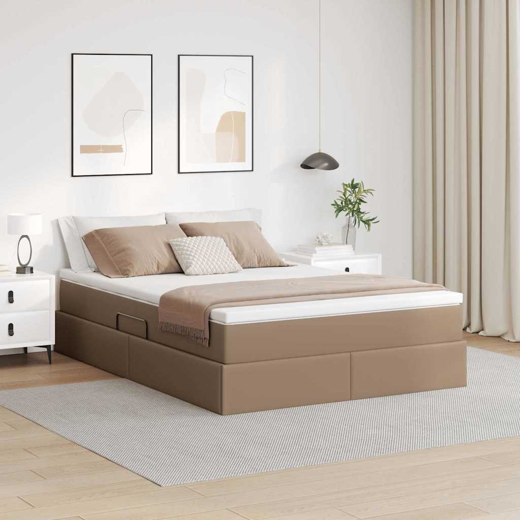 Opslag bed met matras Cappuccino 140 x 200 cm Nep Leer is nu te koop bij PeponiXL, paradijselijk wonen!