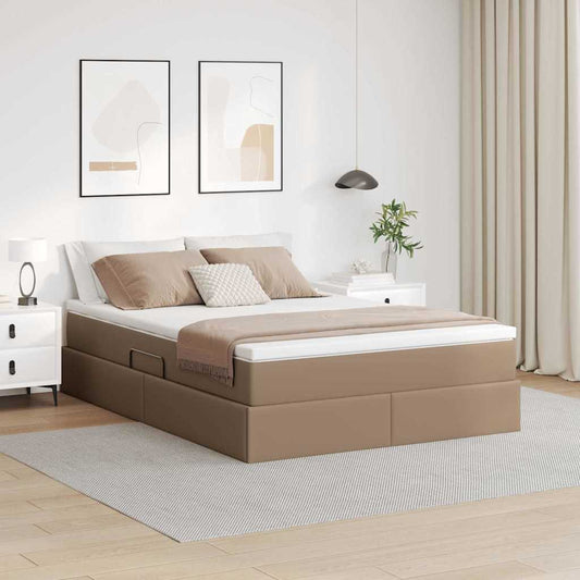 Opslag bed met matras Cappuccino 140 x 200 cm Nep Leer is nu te koop bij PeponiXL, paradijselijk wonen!