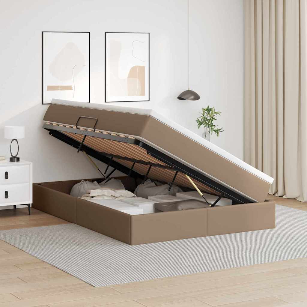 Opslag bed met matras Cappuccino 140 x 200 cm Nep Leer is nu te koop bij PeponiXL, paradijselijk wonen!