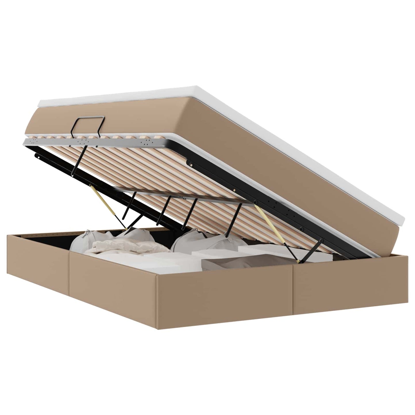 Opslag bed met matras Cappuccino 140 x 200 cm Nep Leer is nu te koop bij PeponiXL, paradijselijk wonen!