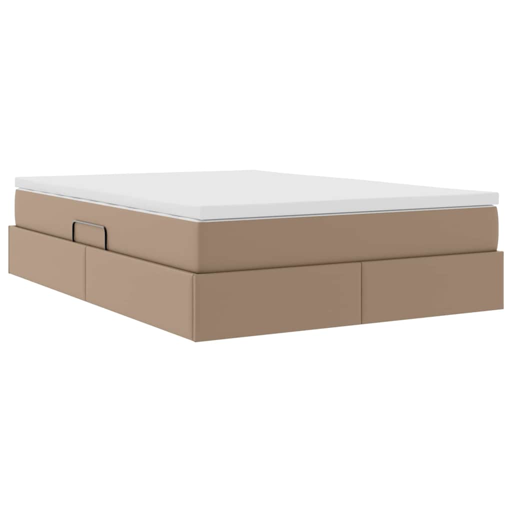 Opslag bed met matras Cappuccino 140 x 200 cm Nep Leer is nu te koop bij PeponiXL, paradijselijk wonen!
