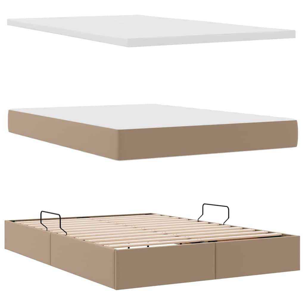 Opslag bed met matras Cappuccino 140 x 200 cm Nep Leer is nu te koop bij PeponiXL, paradijselijk wonen!