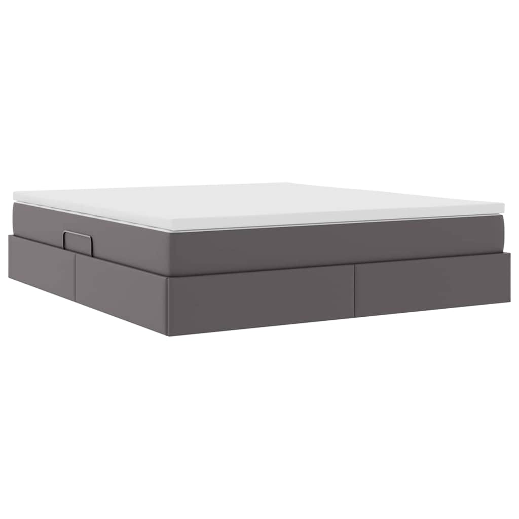 Opslag bed met matras met matras Grijs 160 x 200 cm Nep Leer is nu te koop bij PeponiXL, paradijselijk wonen!