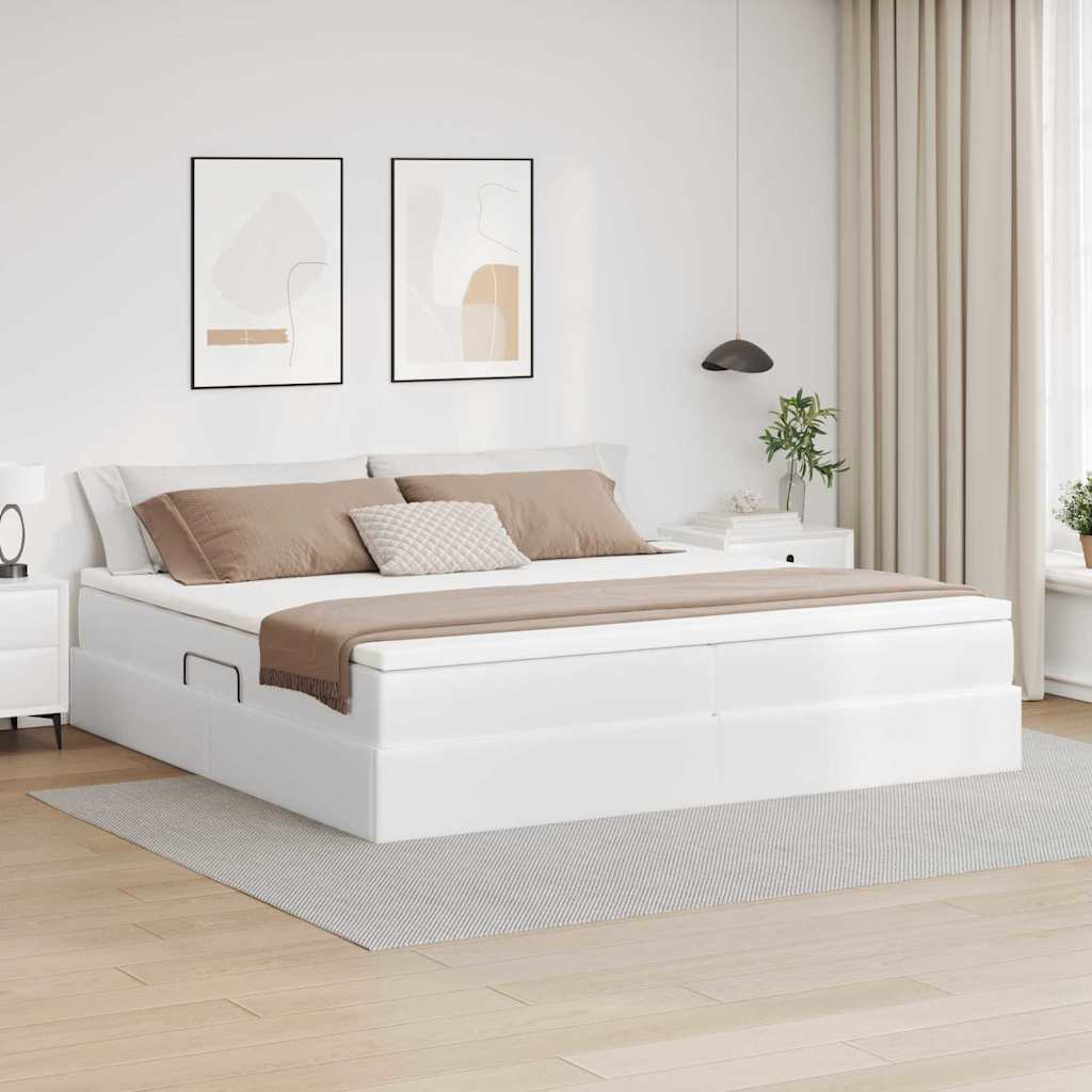 Opslag bed met matras met matras Wit 200 x 200 cm Nep Leer is nu te koop bij PeponiXL, paradijselijk wonen!