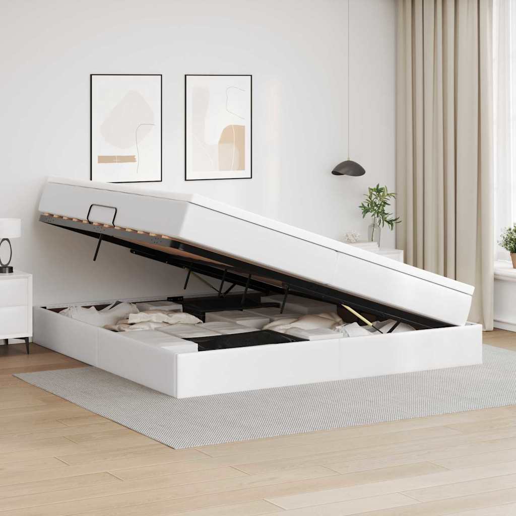 Opslag bed met matras met matras Wit 200 x 200 cm Nep Leer is nu te koop bij PeponiXL, paradijselijk wonen!