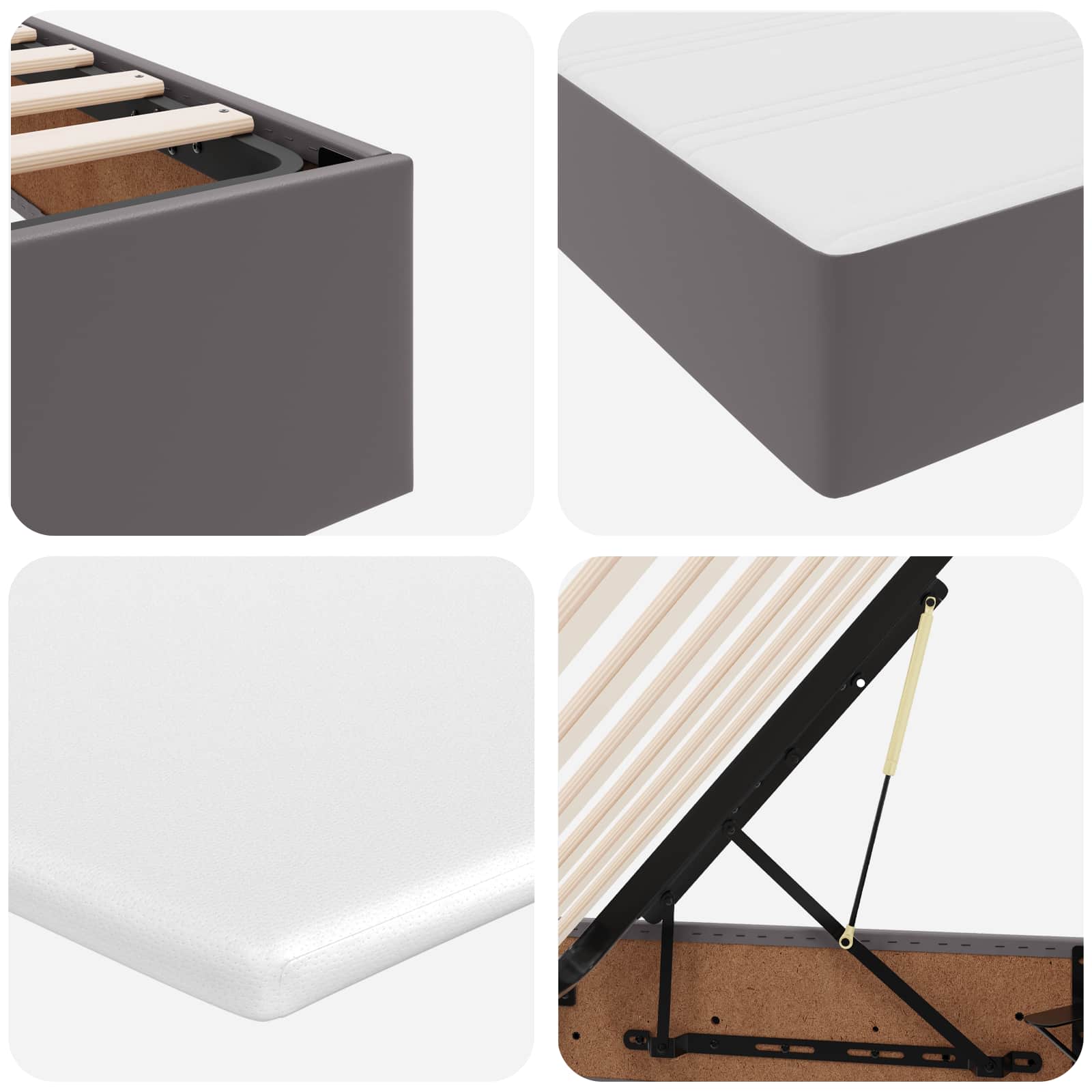 Opslag bed met matras met matras Grijs 200 x 200 cm Nep Leer is nu te koop bij PeponiXL, paradijselijk wonen!