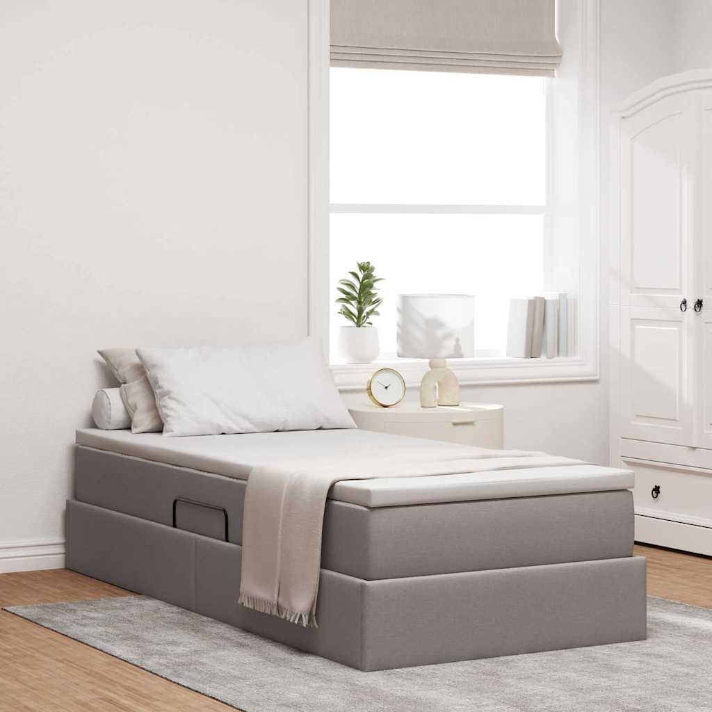 Opslag bed met matras met matras Taupe 90 x 190 cm Polyester is nu te koop bij PeponiXL, paradijselijk wonen!