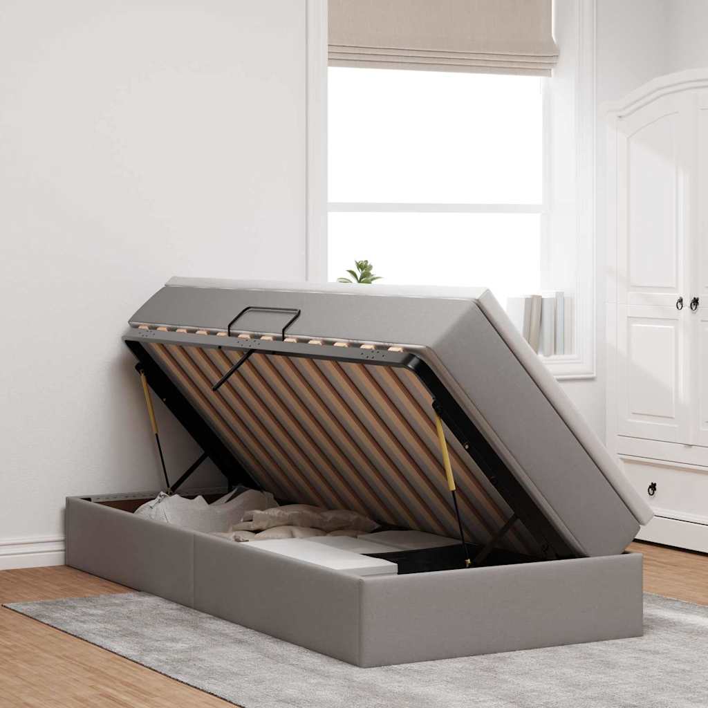 Opslag bed met matras met matras Taupe 90 x 190 cm Polyester is nu te koop bij PeponiXL, paradijselijk wonen!