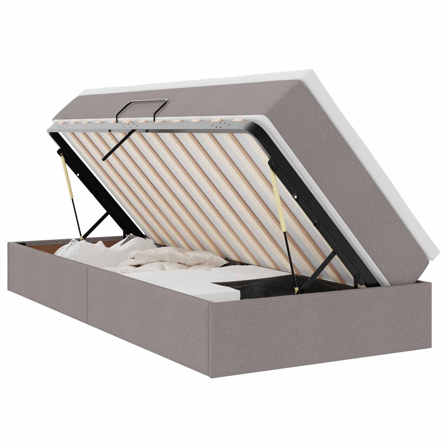 Opslag bed met matras met matras Taupe 90 x 190 cm Polyester is nu te koop bij PeponiXL, paradijselijk wonen!