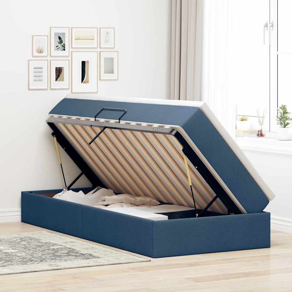 Opslag bed met matras met matras Blauw 90 x 190 cm Polyester is nu te koop bij PeponiXL, paradijselijk wonen!