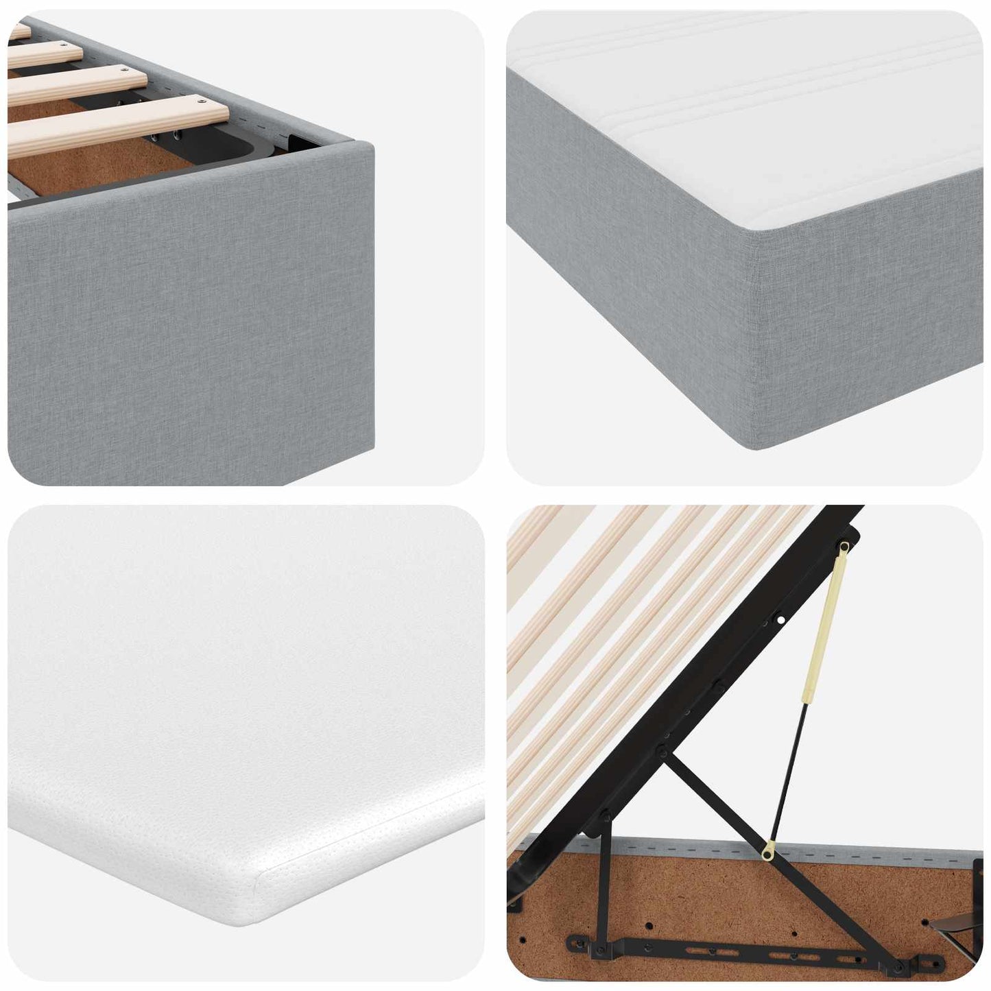 Opslag bed met matras Lichtgrijs 100 x 200 cm Polyester is nu te koop bij PeponiXL, paradijselijk wonen!