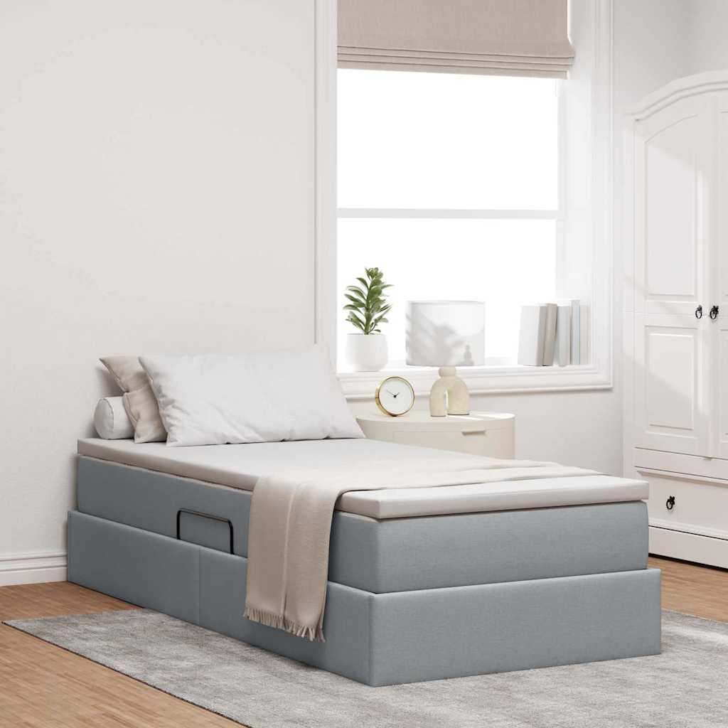 Opslag bed met matras Lichtgrijs 100 x 200 cm Polyester is nu te koop bij PeponiXL, paradijselijk wonen!