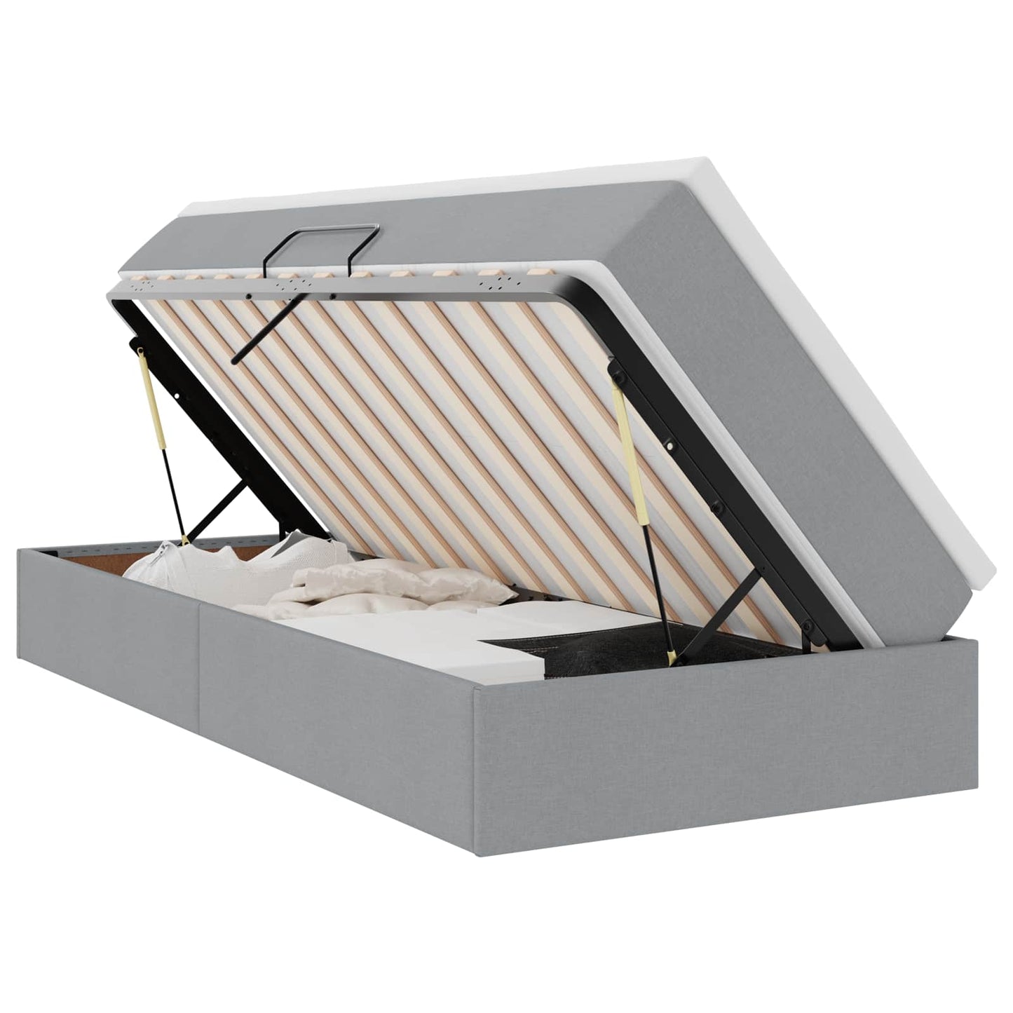 Opslag bed met matras Lichtgrijs 100 x 200 cm Polyester is nu te koop bij PeponiXL, paradijselijk wonen!