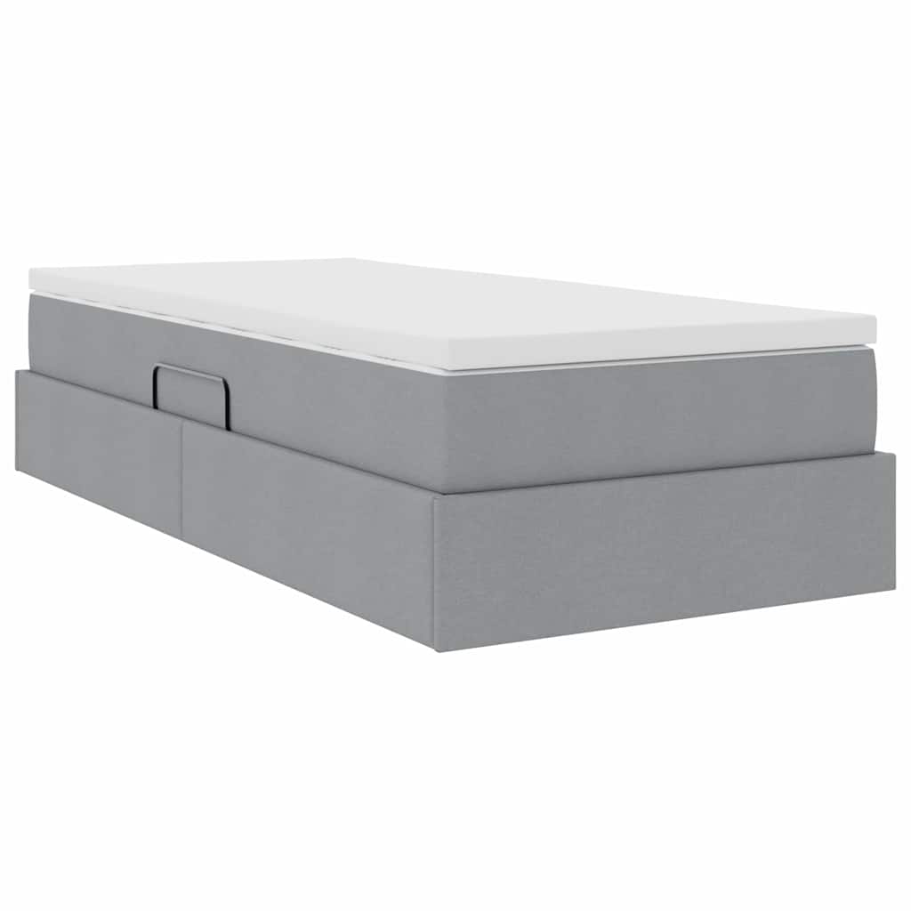 Opslag bed met matras Lichtgrijs 100 x 200 cm Polyester is nu te koop bij PeponiXL, paradijselijk wonen!