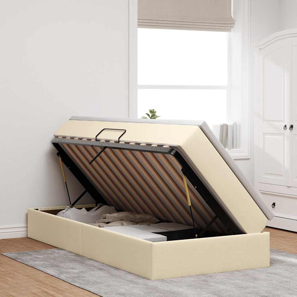 Opslag bed met matras met matras Crème 100 x 200 cm Polyester is nu te koop bij PeponiXL, paradijselijk wonen!