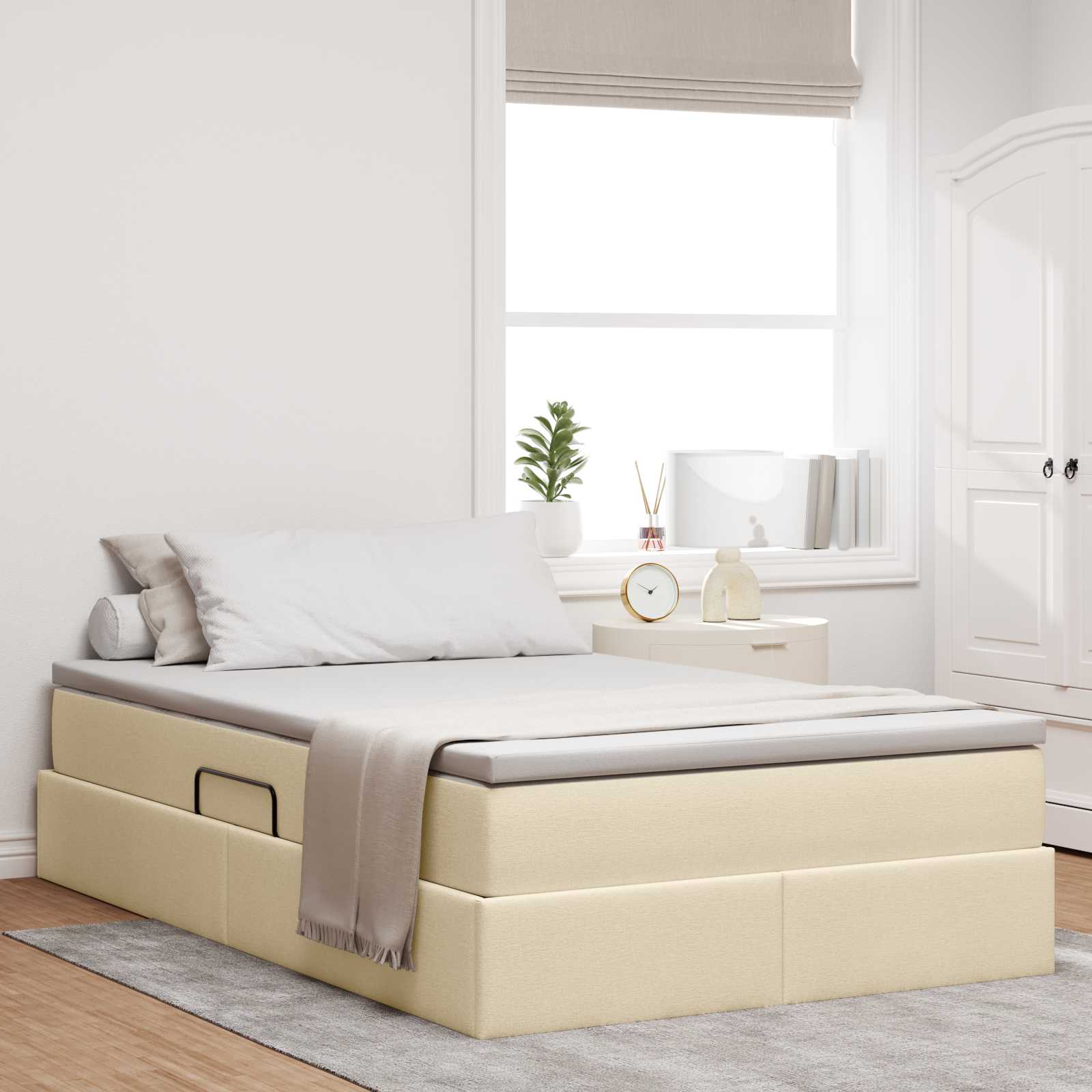 Opslag bed met matras met matras Crème 120 x 190 cm Polyester is nu te koop bij PeponiXL, paradijselijk wonen!
