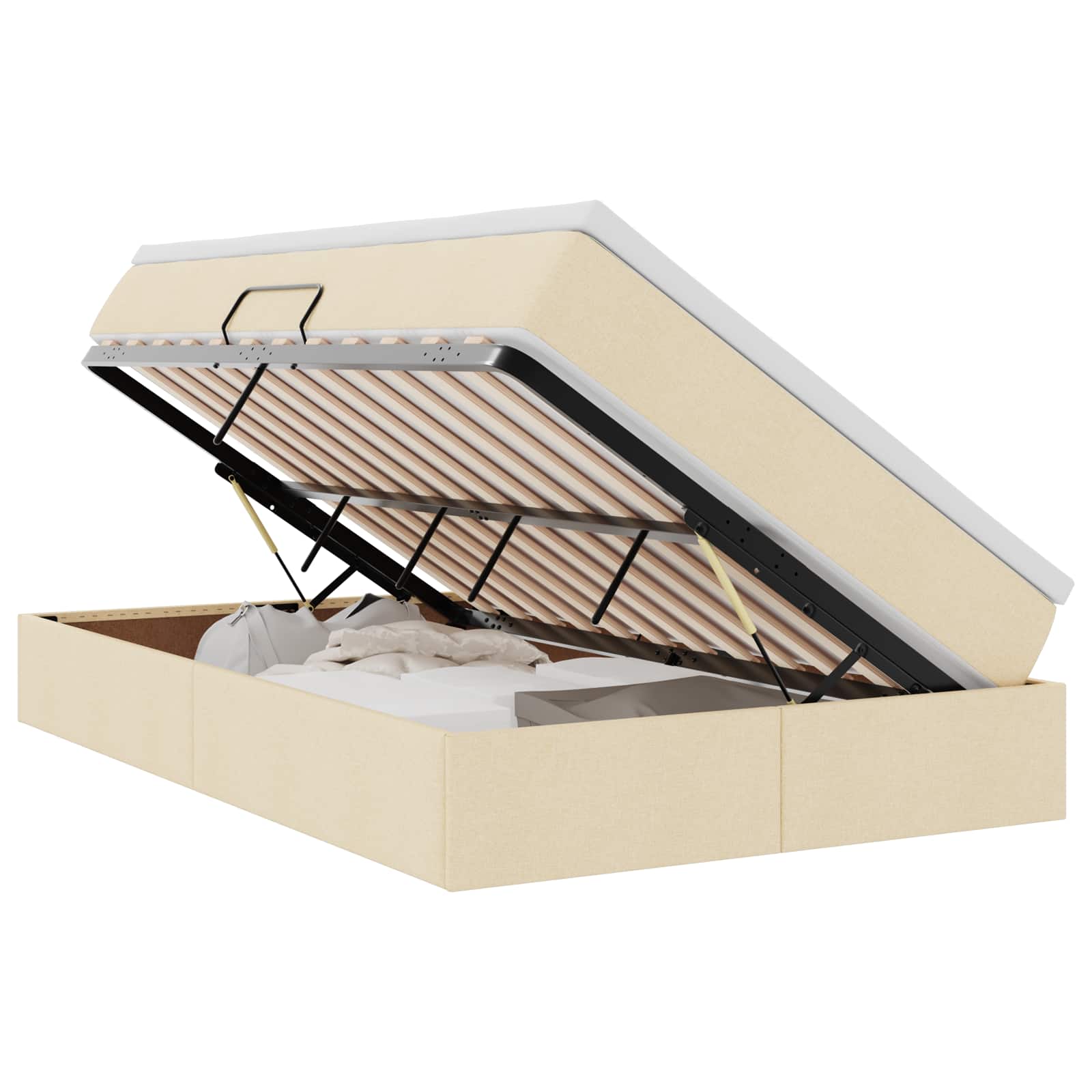Opslag bed met matras met matras Crème 120 x 190 cm Polyester is nu te koop bij PeponiXL, paradijselijk wonen!