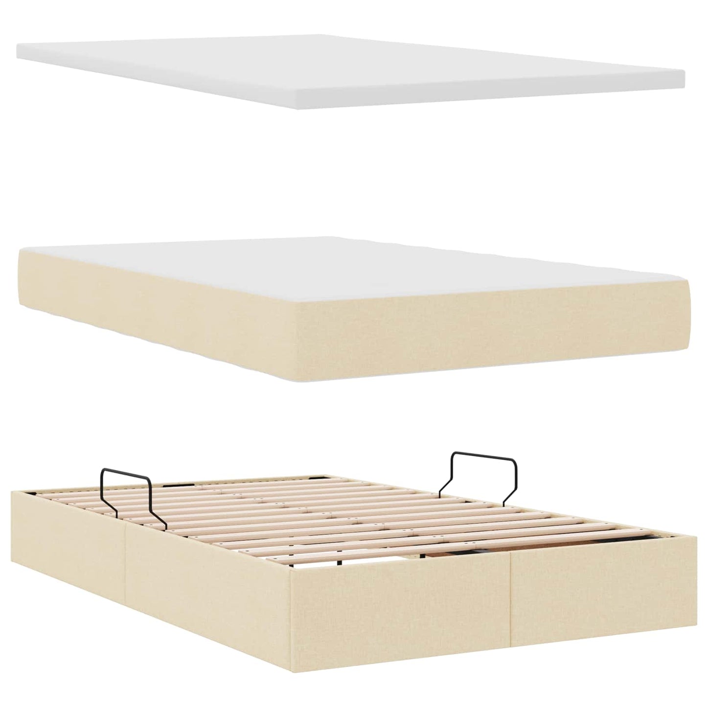 Opslag bed met matras met matras Crème 120 x 190 cm Polyester is nu te koop bij PeponiXL, paradijselijk wonen!