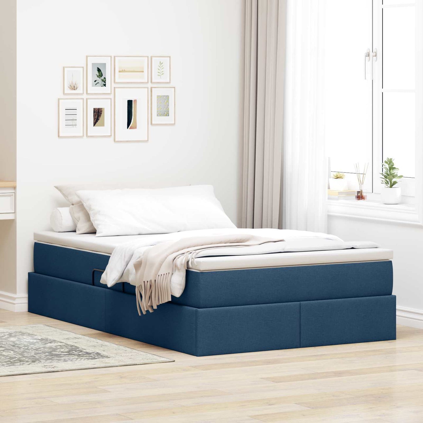 Opslag bed met matras met matras Blauw 120 x 190 cm Polyester is nu te koop bij PeponiXL, paradijselijk wonen!
