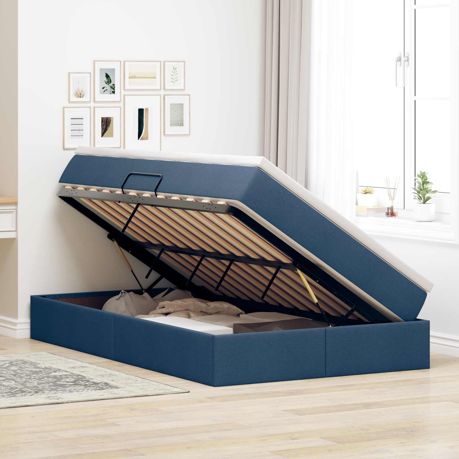 Opslag bed met matras met matras Blauw 120 x 190 cm Polyester is nu te koop bij PeponiXL, paradijselijk wonen!