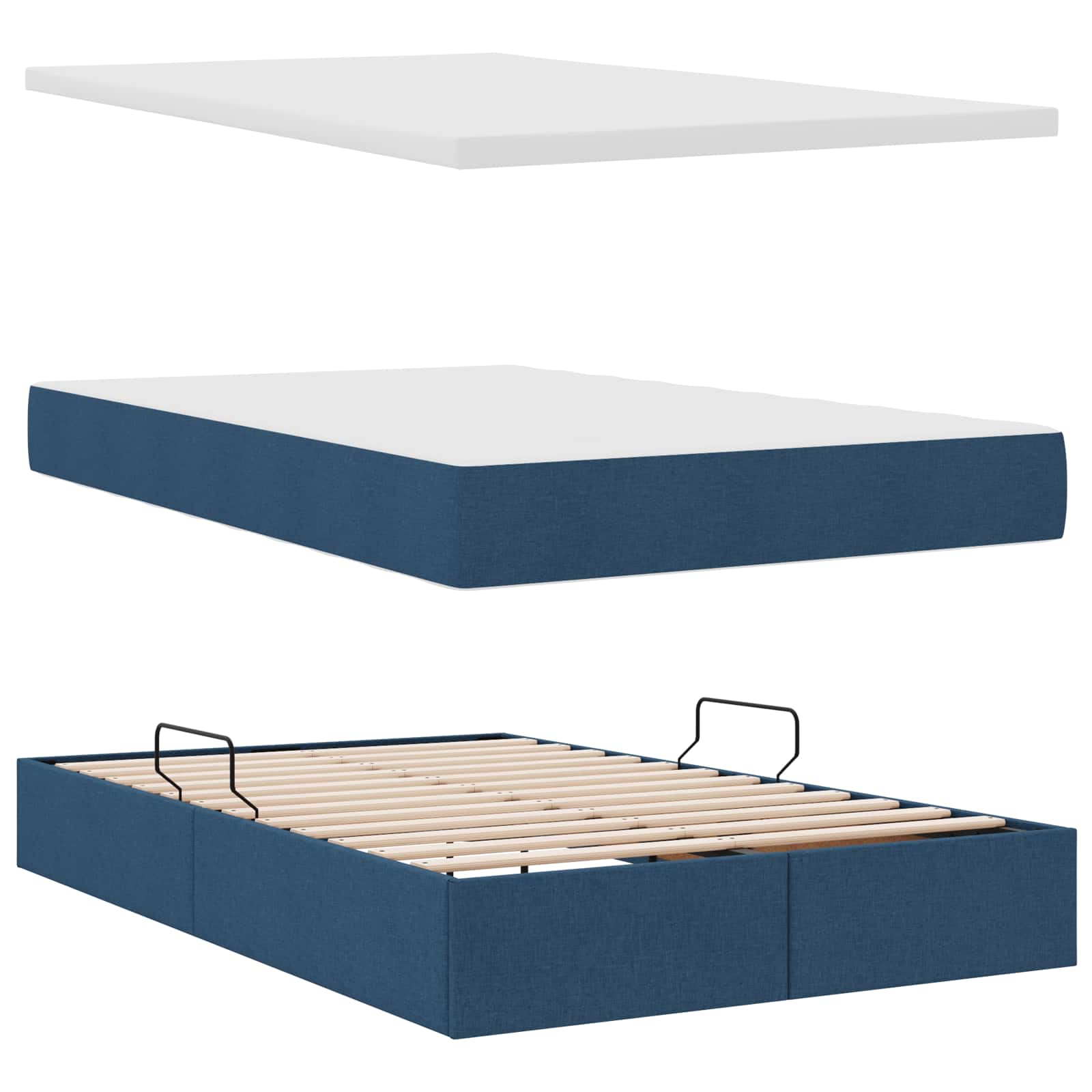Opslag bed met matras met matras Blauw 120 x 190 cm Polyester is nu te koop bij PeponiXL, paradijselijk wonen!