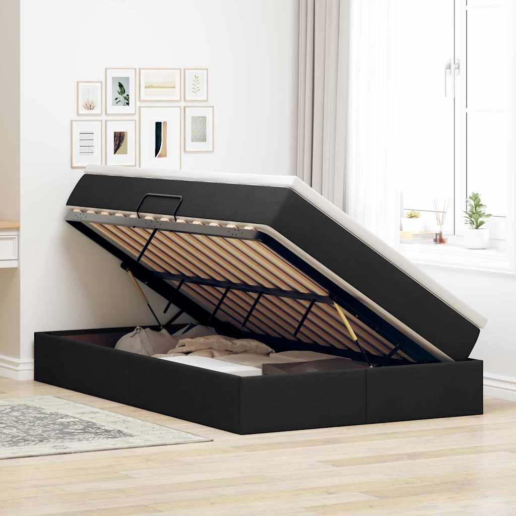 Opslag bed met matras met matras Zwart 120 x 200 cm Polyester is nu te koop bij PeponiXL, paradijselijk wonen!