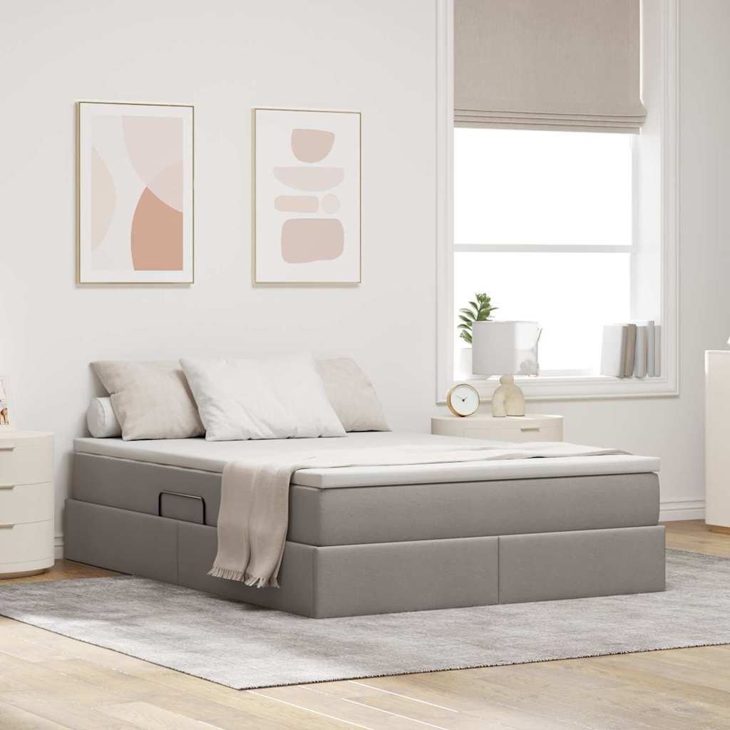 Opslag bed met matras met matras Taupe 140 x 200 cm Polyester is nu te koop bij PeponiXL, paradijselijk wonen!