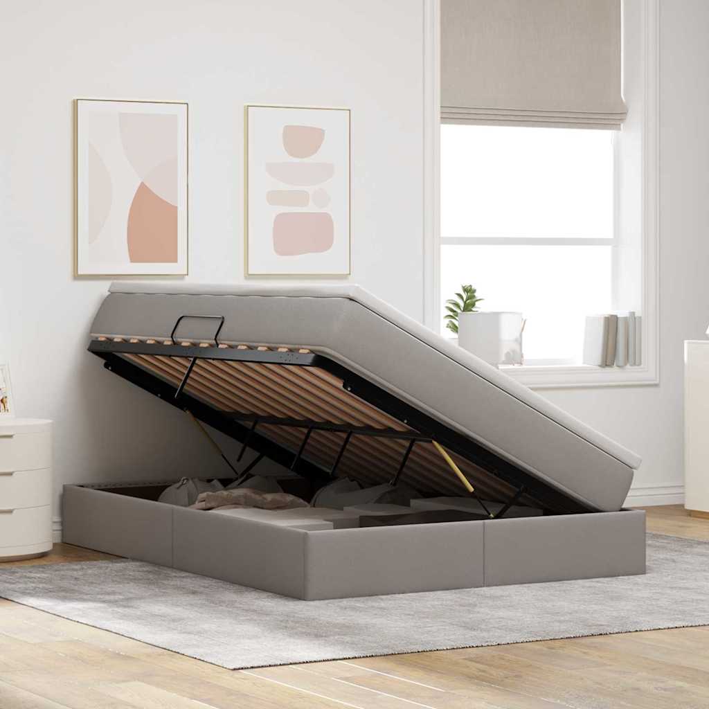 Opslag bed met matras met matras Taupe 140 x 200 cm Polyester is nu te koop bij PeponiXL, paradijselijk wonen!