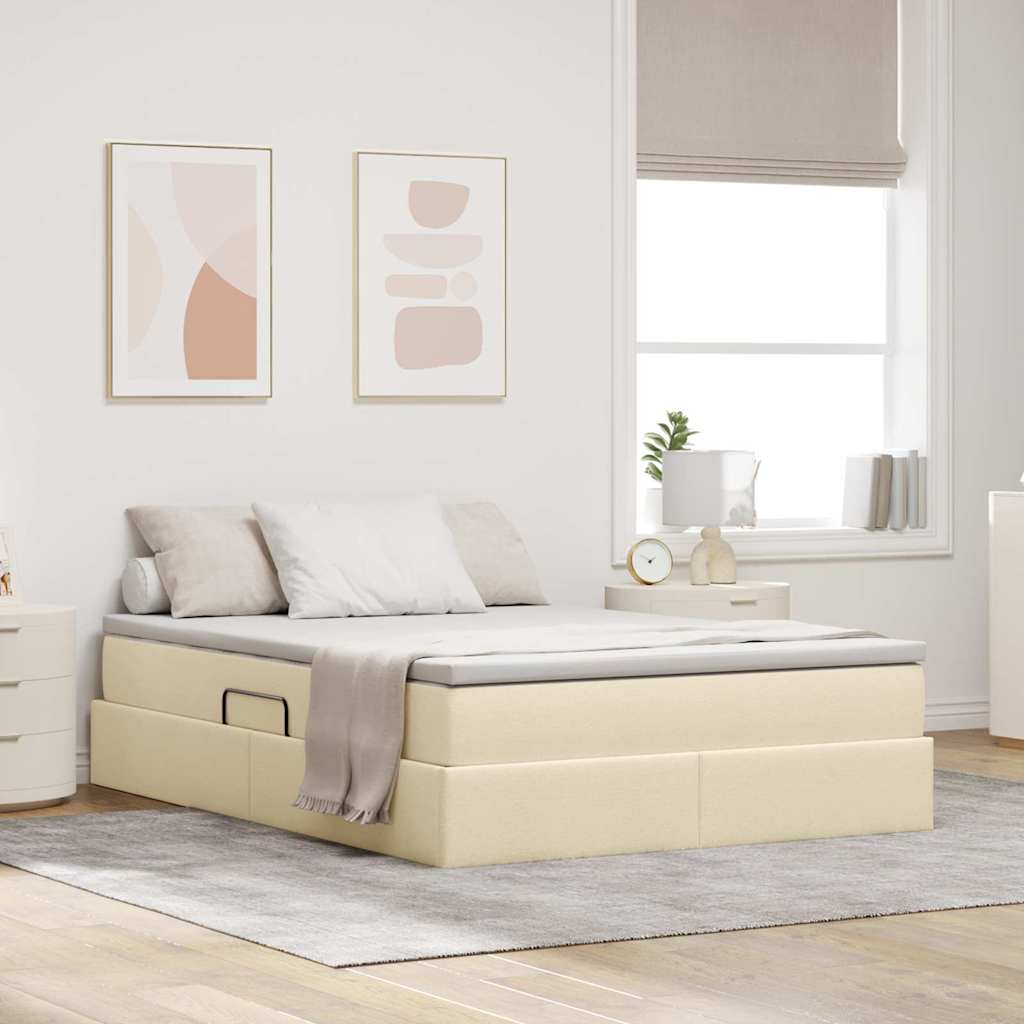 Opslag bed met matras met matras Crème 140 x 200 cm Polyester is nu te koop bij PeponiXL, paradijselijk wonen!
