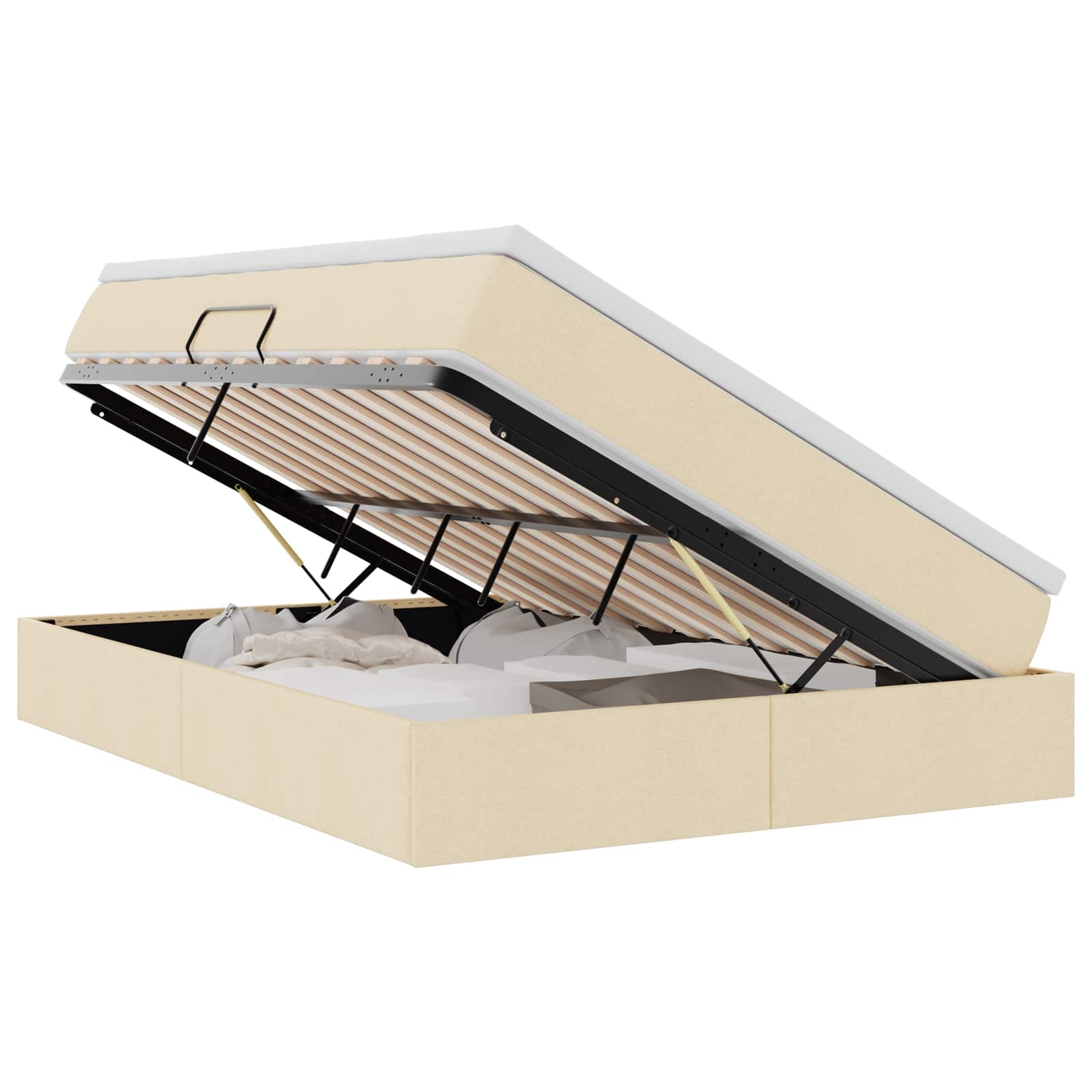 Opslag bed met matras met matras Crème 140 x 200 cm Polyester is nu te koop bij PeponiXL, paradijselijk wonen!