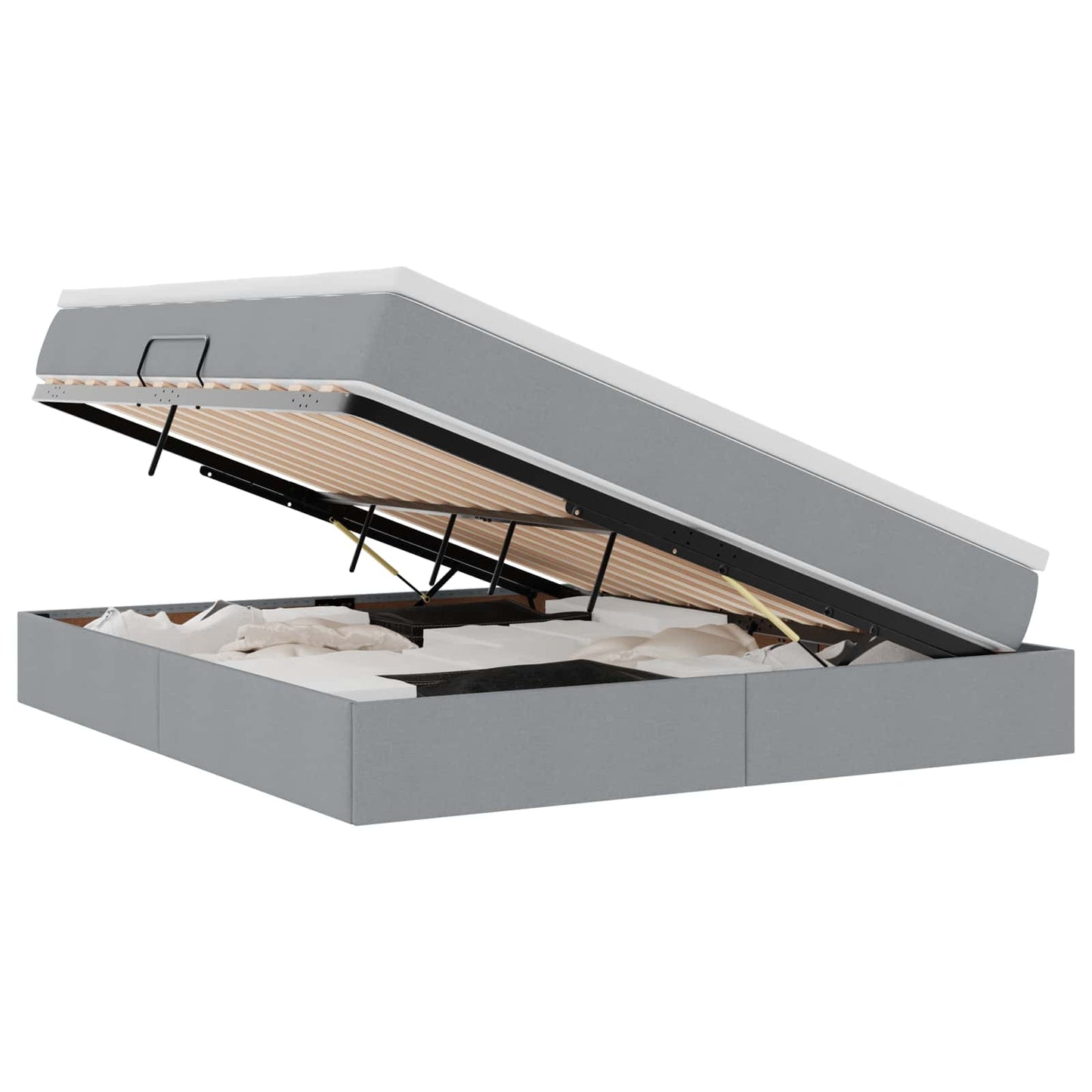 Opslag bed met matras Lichtgrijs 160 x 200 cm Polyester is nu te koop bij PeponiXL, paradijselijk wonen!