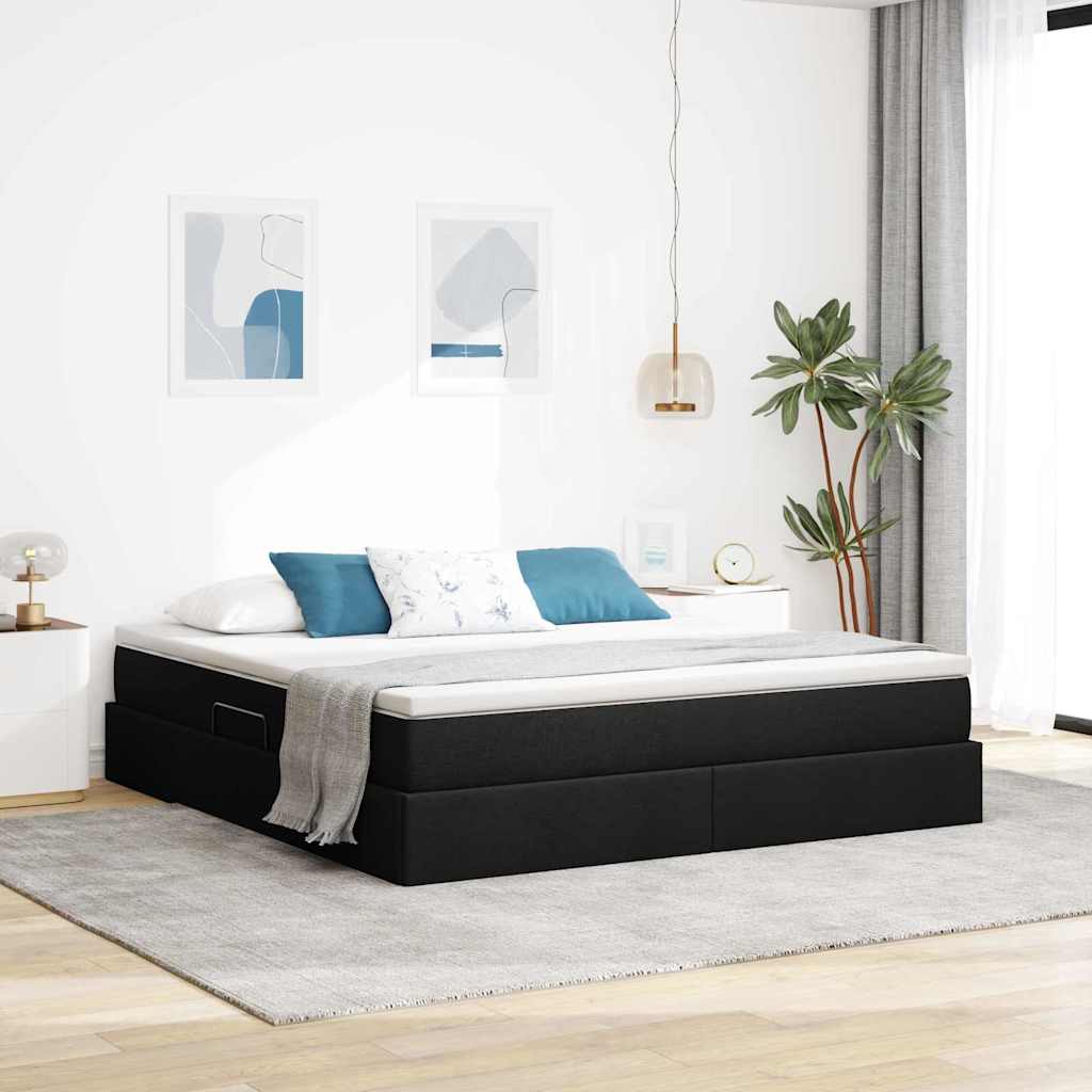 Opslag bed met matras met matras Zwart 160 x 200 cm Polyester is nu te koop bij PeponiXL, paradijselijk wonen!