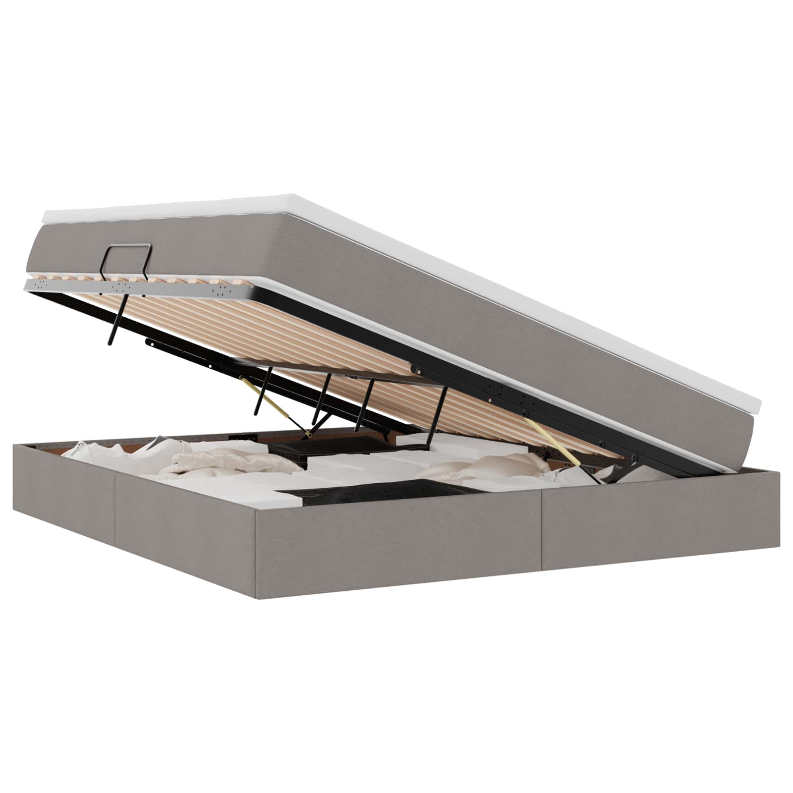 Opslag bed met matras met matras Taupe 160 x 200 cm Polyester is nu te koop bij PeponiXL, paradijselijk wonen!