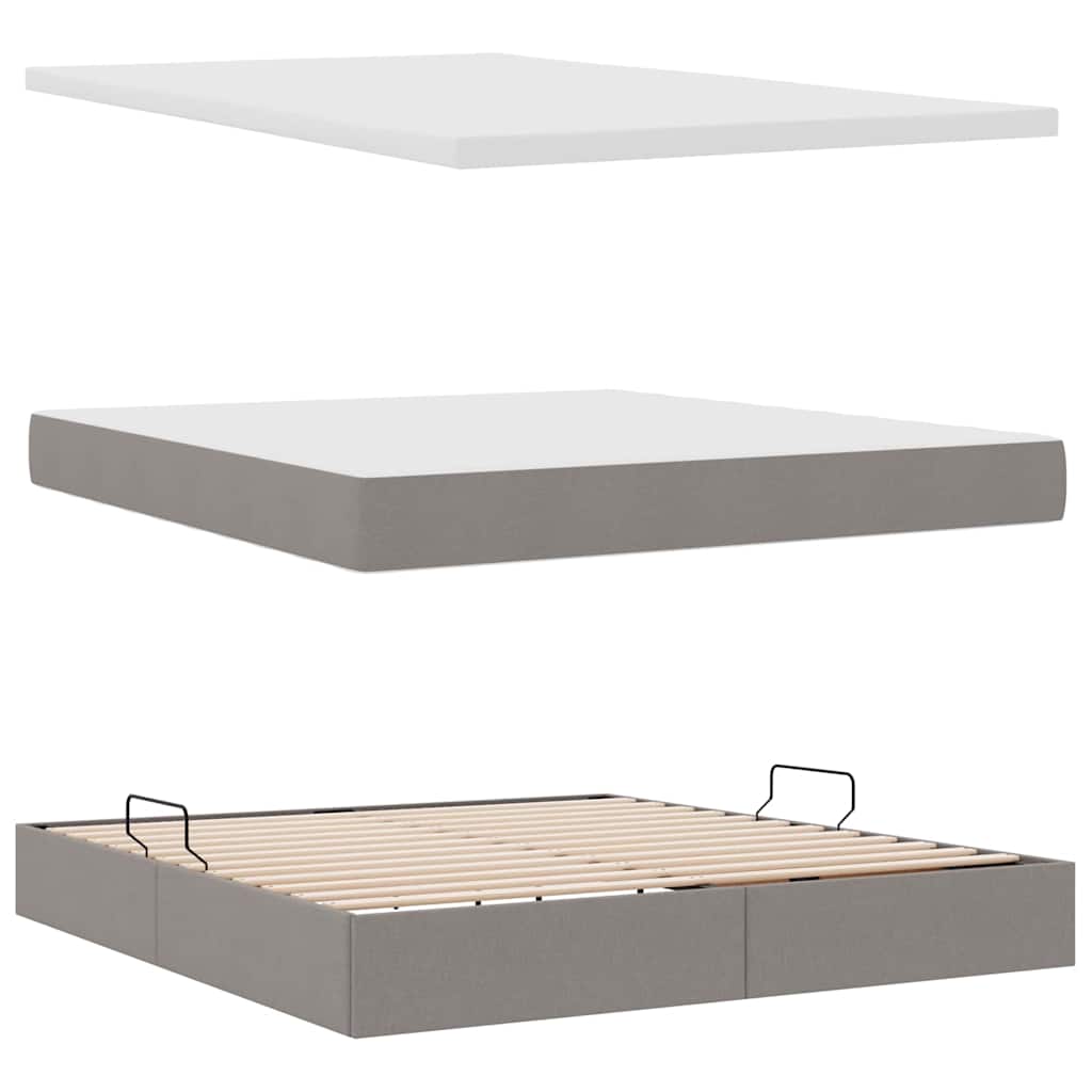 Opslag bed met matras met matras Taupe 160 x 200 cm Polyester is nu te koop bij PeponiXL, paradijselijk wonen!