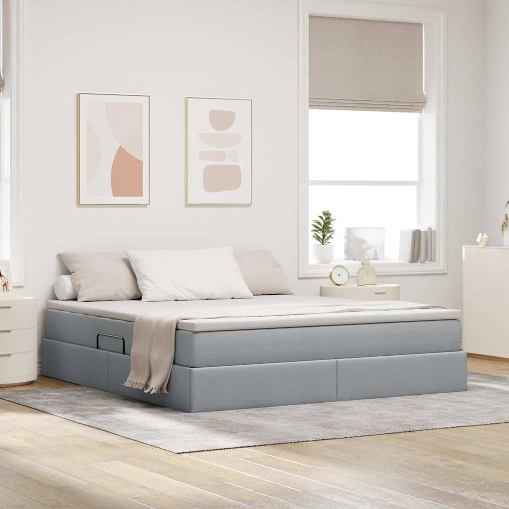 Opslag bed met matras Lichtgrijs 180 x 200 cm Polyester is nu te koop bij PeponiXL, paradijselijk wonen!