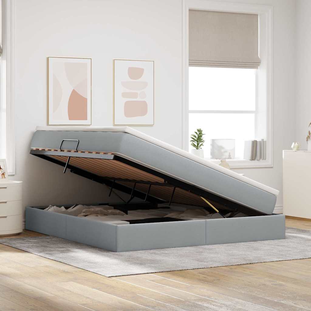 Opslag bed met matras Lichtgrijs 180 x 200 cm Polyester is nu te koop bij PeponiXL, paradijselijk wonen!
