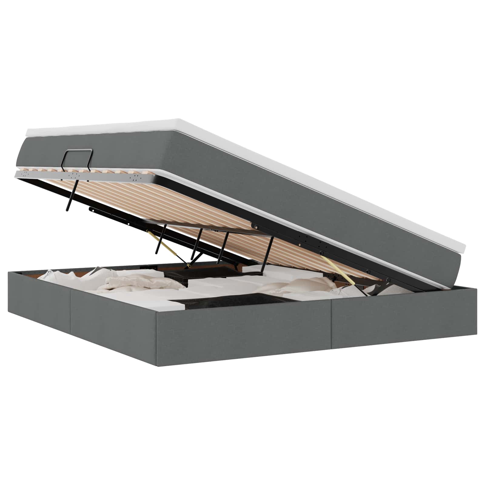 Opslag bed met matras Donkergrijs 180 x 200 cm Polyester is nu te koop bij PeponiXL, paradijselijk wonen!