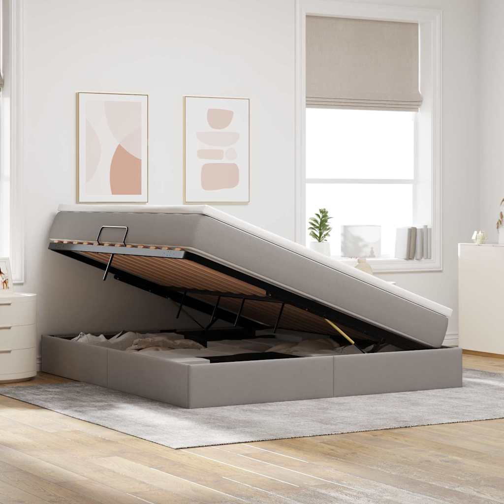 Opslag bed met matras met matras Taupe 180 x 200 cm Polyester is nu te koop bij PeponiXL, paradijselijk wonen!