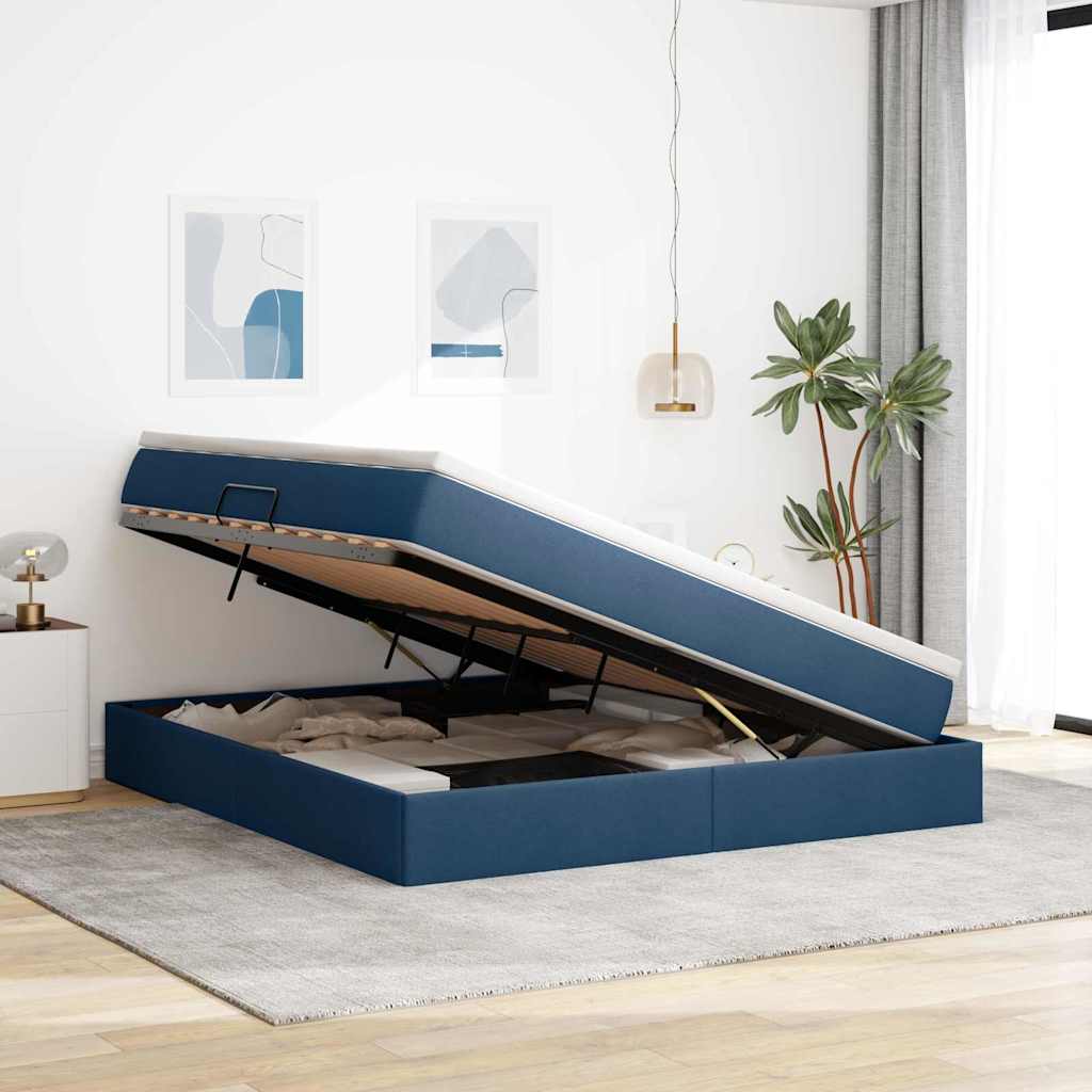 Opslag bed met matras met matras Blauw 180 x 200 cm Polyester is nu te koop bij PeponiXL, paradijselijk wonen!