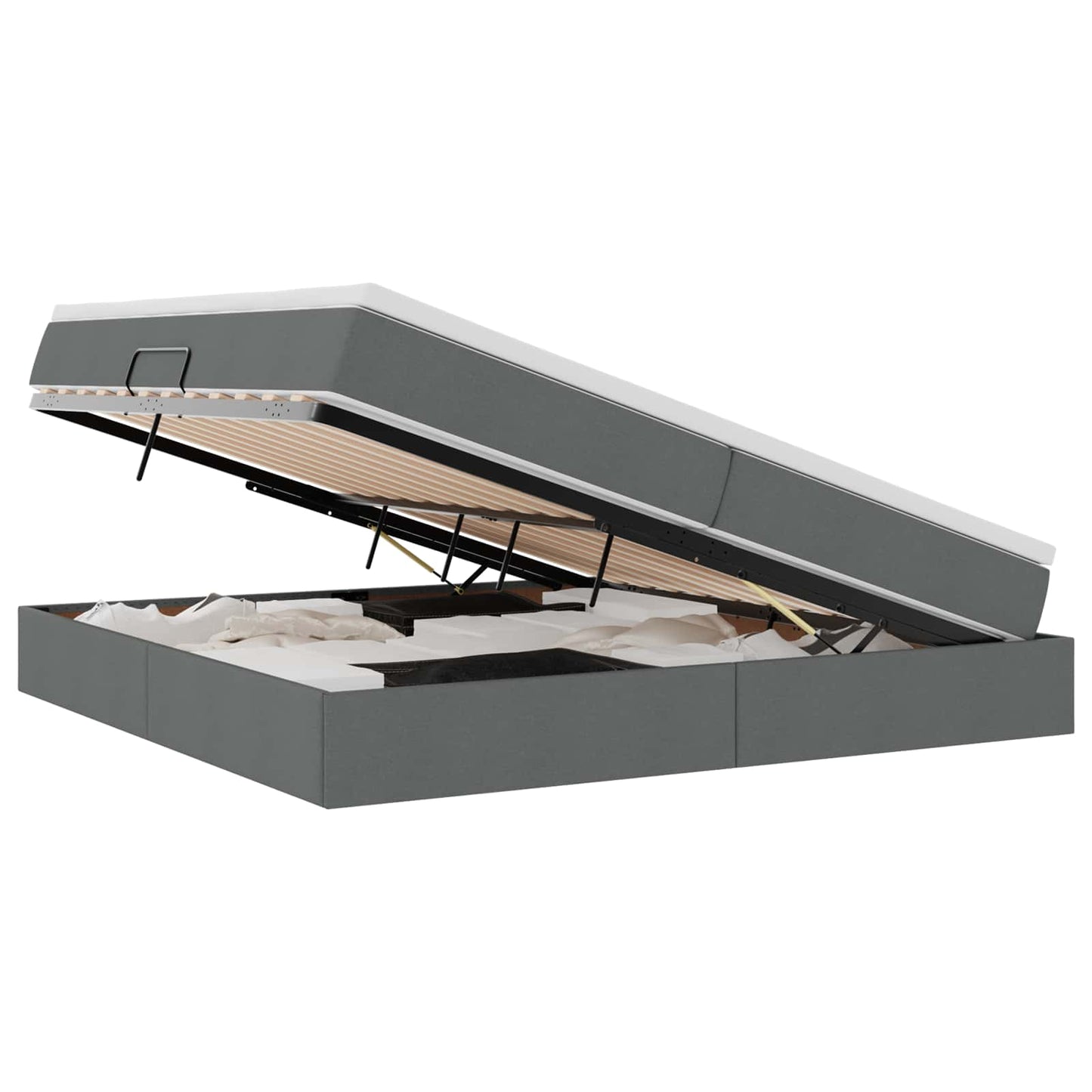 Opslag bed met matras Donkergrijs 200 x 200 cm Polyester is nu te koop bij PeponiXL, paradijselijk wonen!