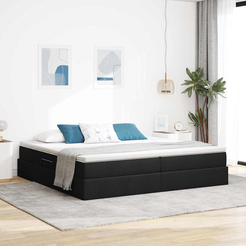Opslag bed met matras met matras Zwart 200 x 200 cm Polyester is nu te koop bij PeponiXL, paradijselijk wonen!